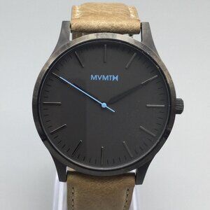 MVMT Series 40 Watch Men Gunmetal Gray Dial Tan Leather Band New Battery